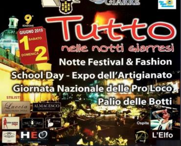 Notte Bianca Giarre 2019 programma evento Tutto nelle notti Giarresi 2019 Cultura popolare Creatività Giornata delle Pro-Loco